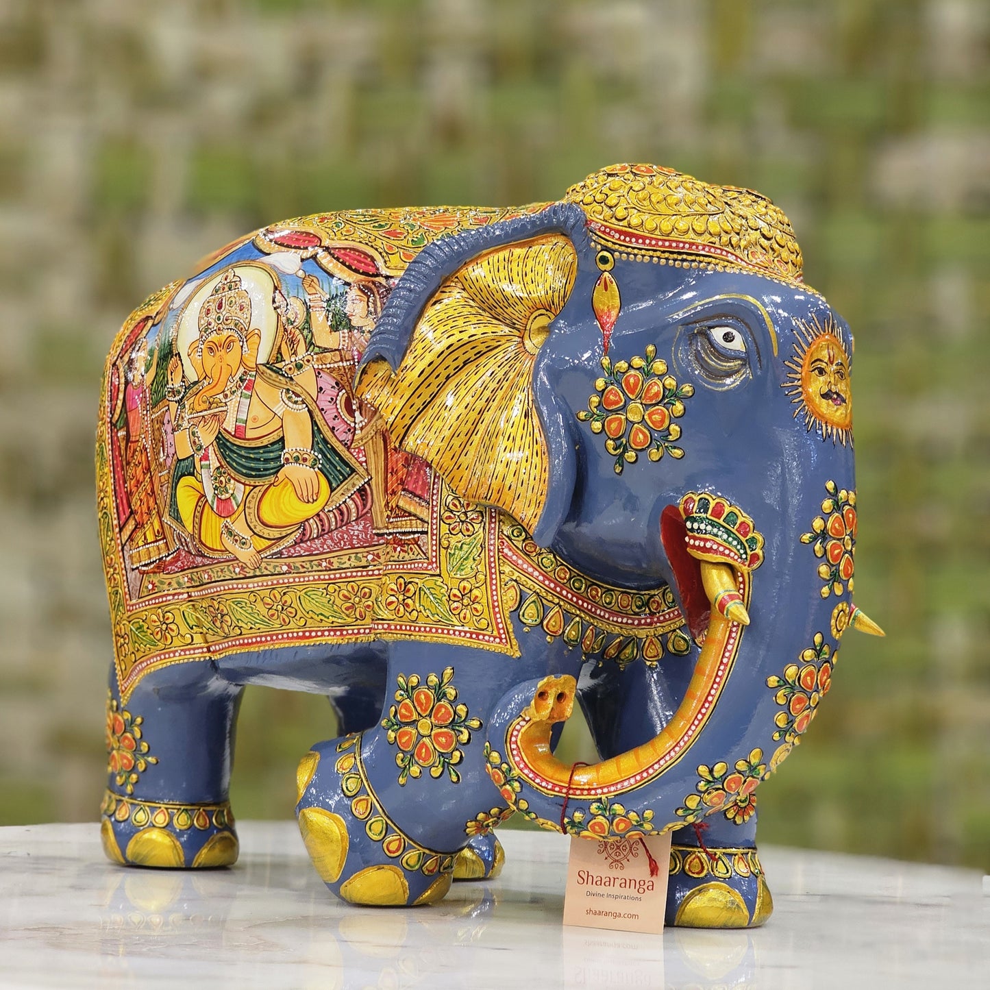 10" Elephant Painted in Wood