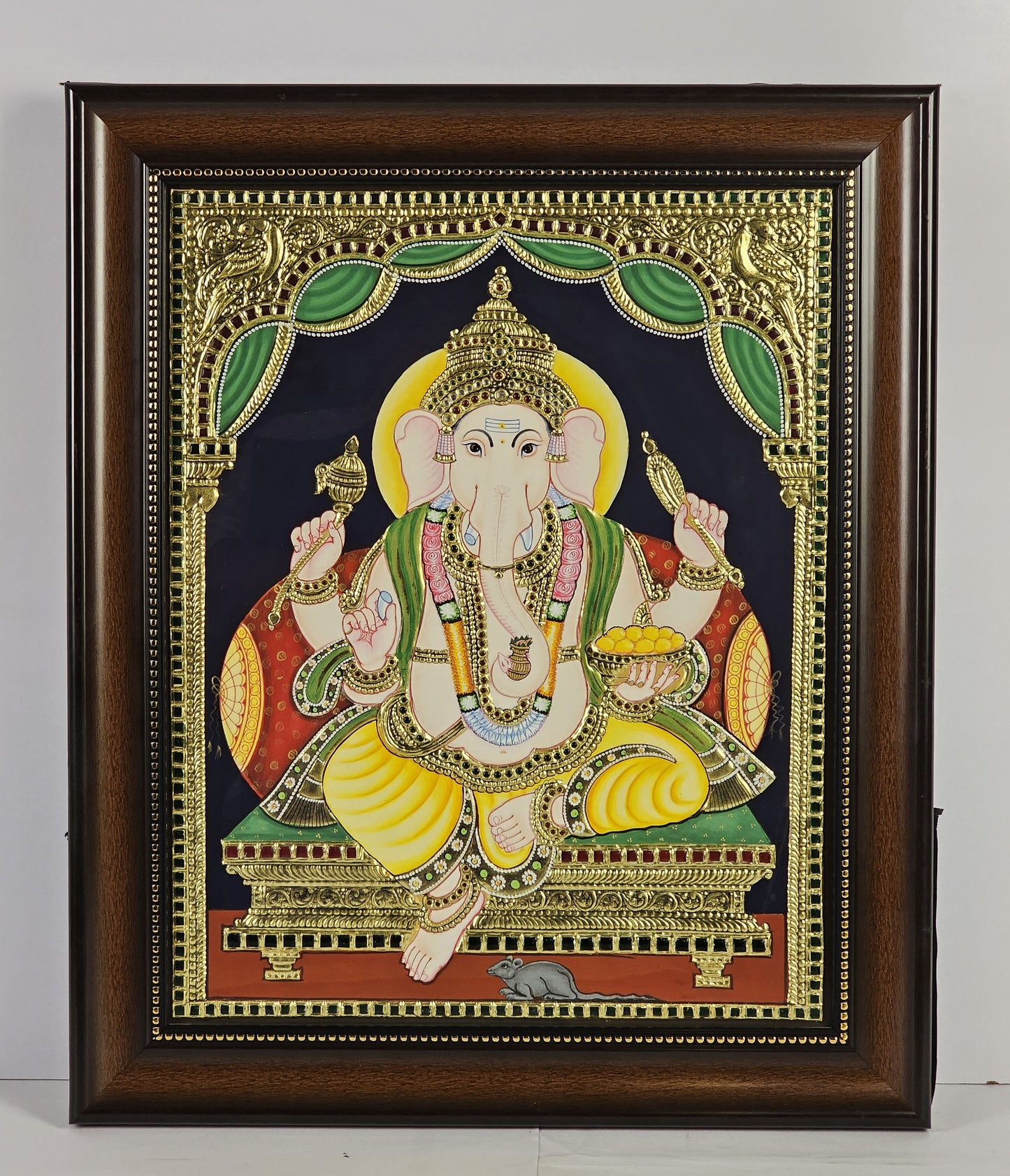 18" Ganesha Tanjore Painting with 22K Gold Work (Rename)