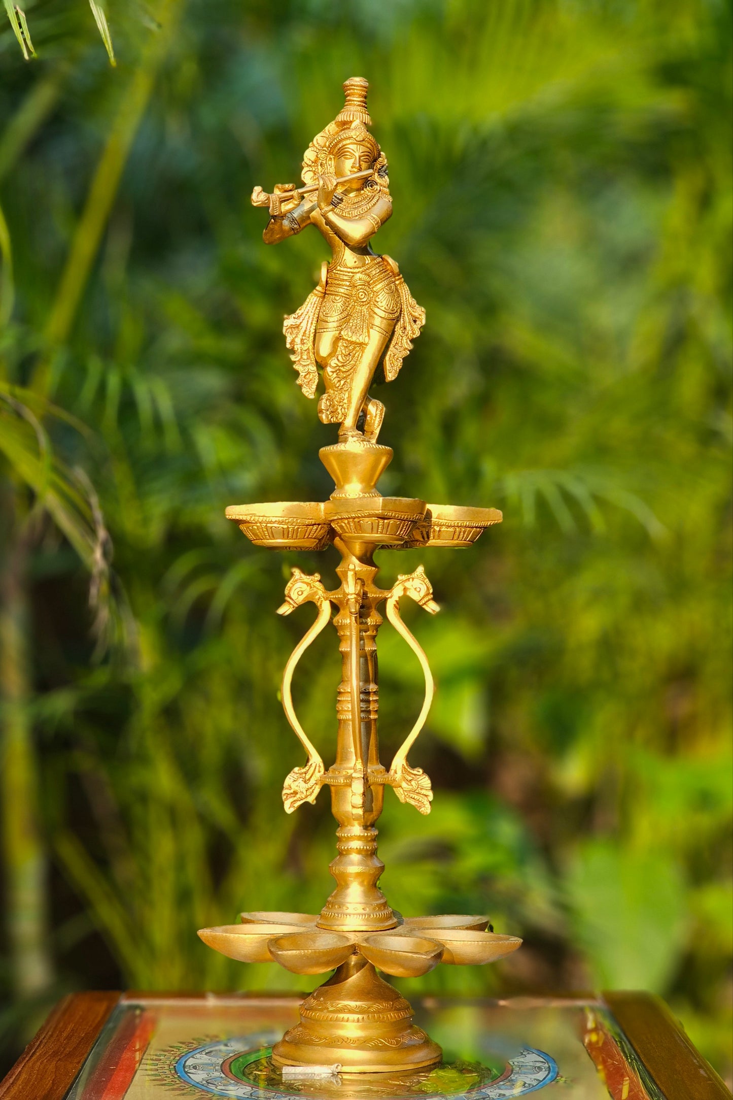 Handcrafted Brass Krishna Deepam Lamp | Traditional Design | Divine Symbol of Love and Light
