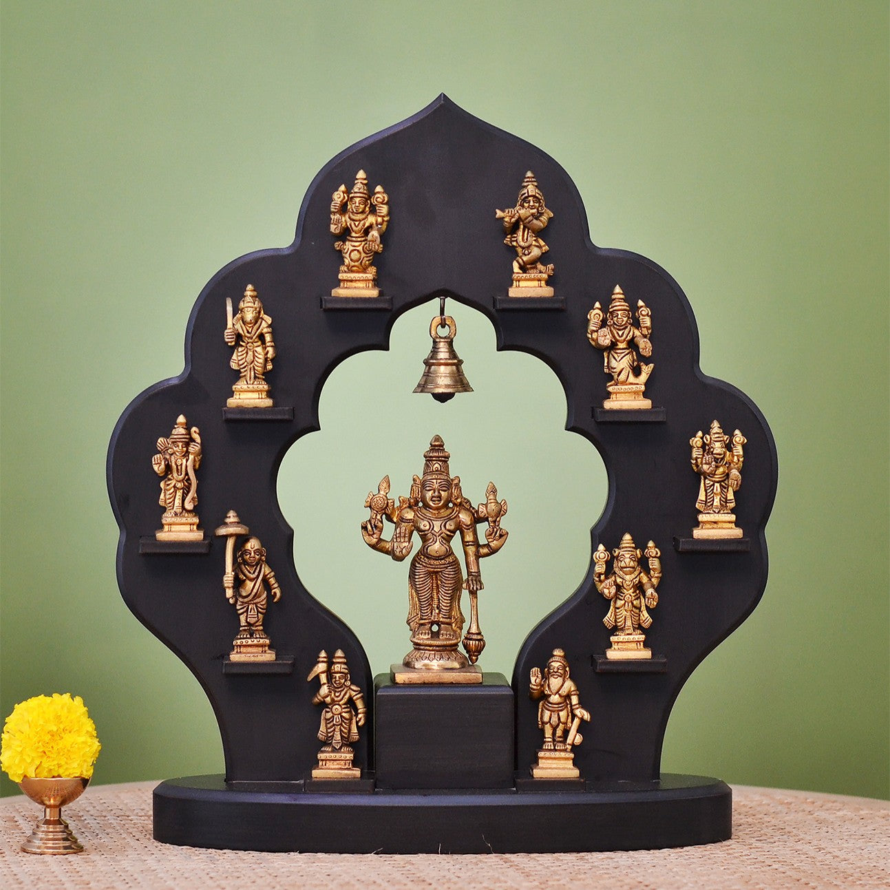 15" Dasavatara set with Vishnu Deva in Brass with frame