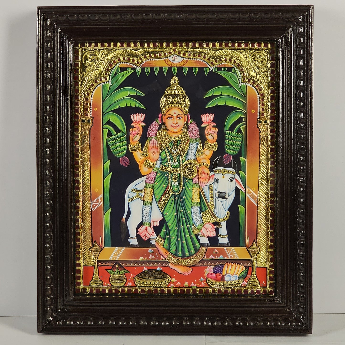 18" Gruha Lakshmi Tanjore Painting with 22K Gold Work