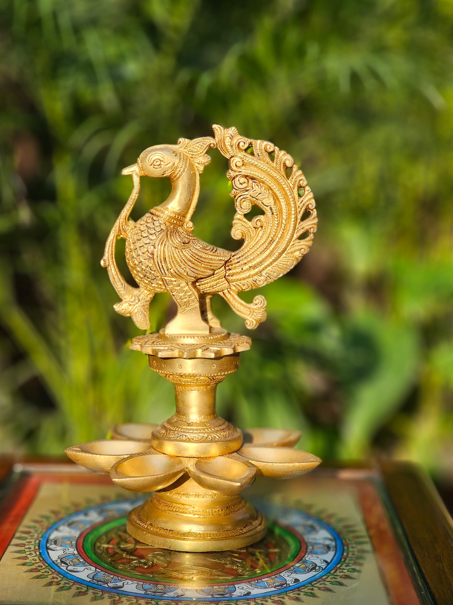 12" Celestial bird lamp in Brass