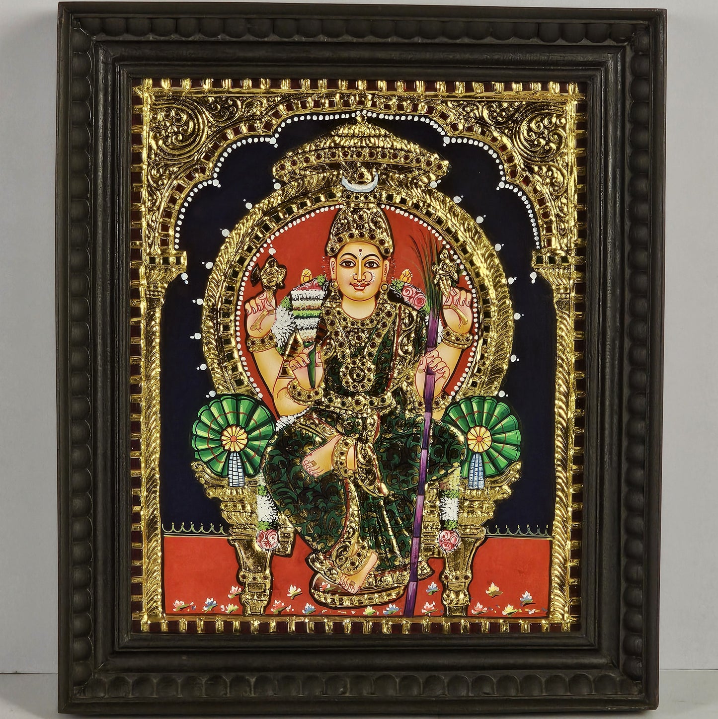 14" Lalitha Devi Tanjore Painting with 22K Gold Work
