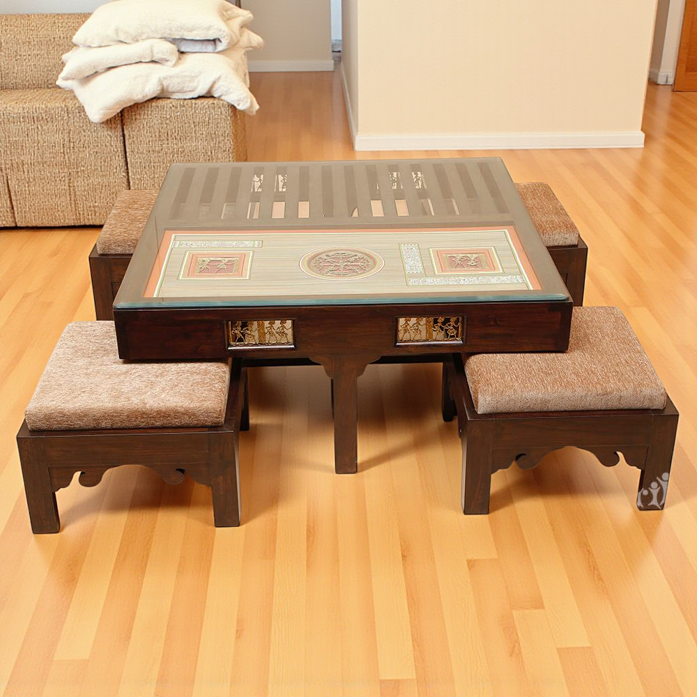 Donna Coffee Table in Teakwood with Walnut Finish (39x39x16)