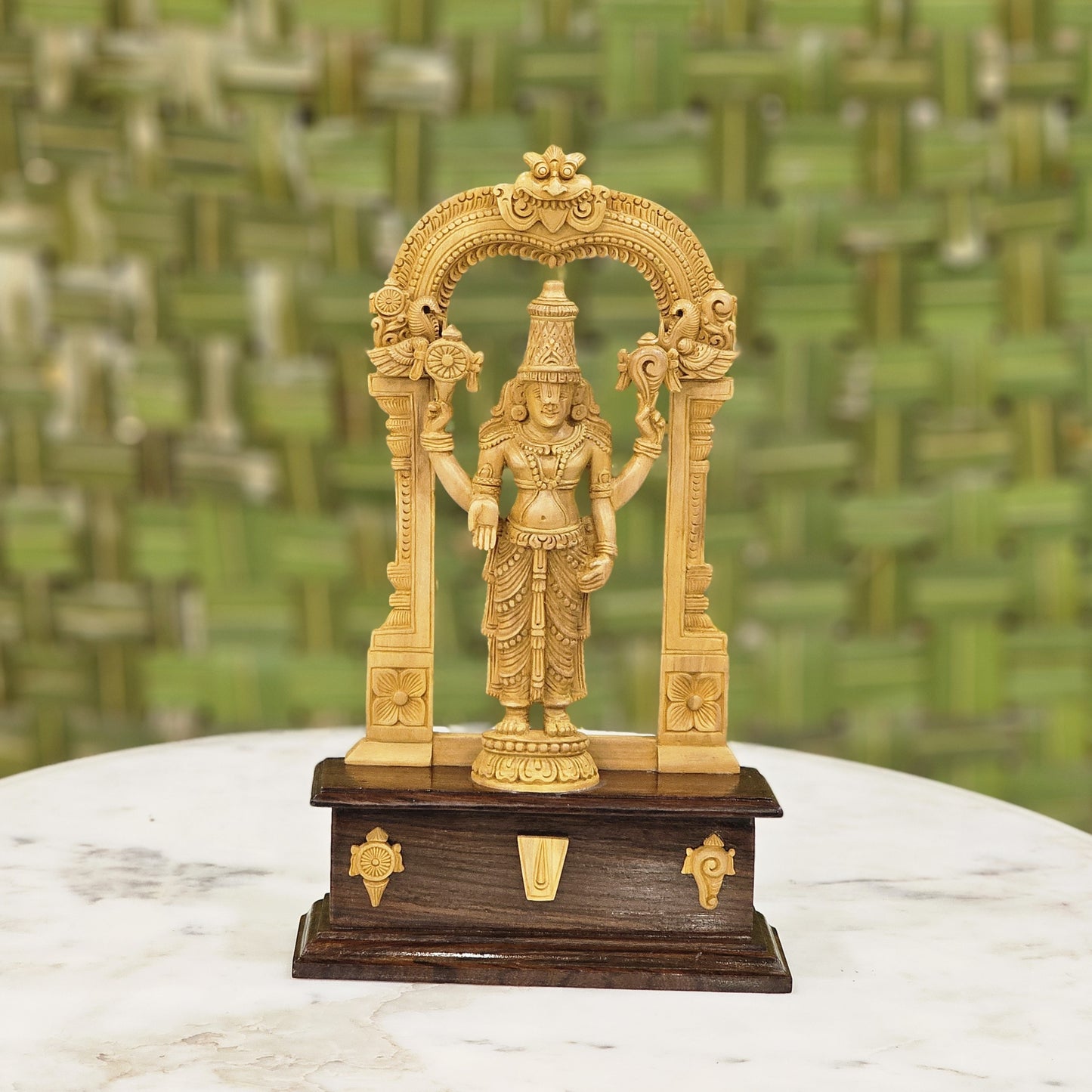 13" Venkateswara Swamy with arch in Sandal Wood