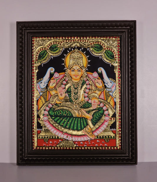 18" Lakshmi Devi Tanjore Painting with 22K Gold Work