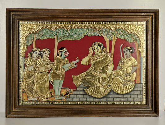 42" Hanuman With Seetha Devi  Tanjore Painting
