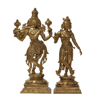 23"  Krishna with Radha in Bronze