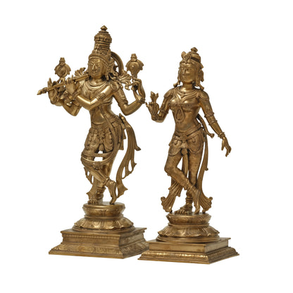 23"  Krishna with Radha in Bronze