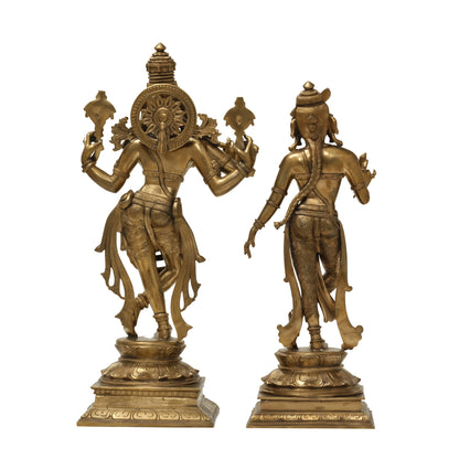 23"  Krishna with Radha in Bronze