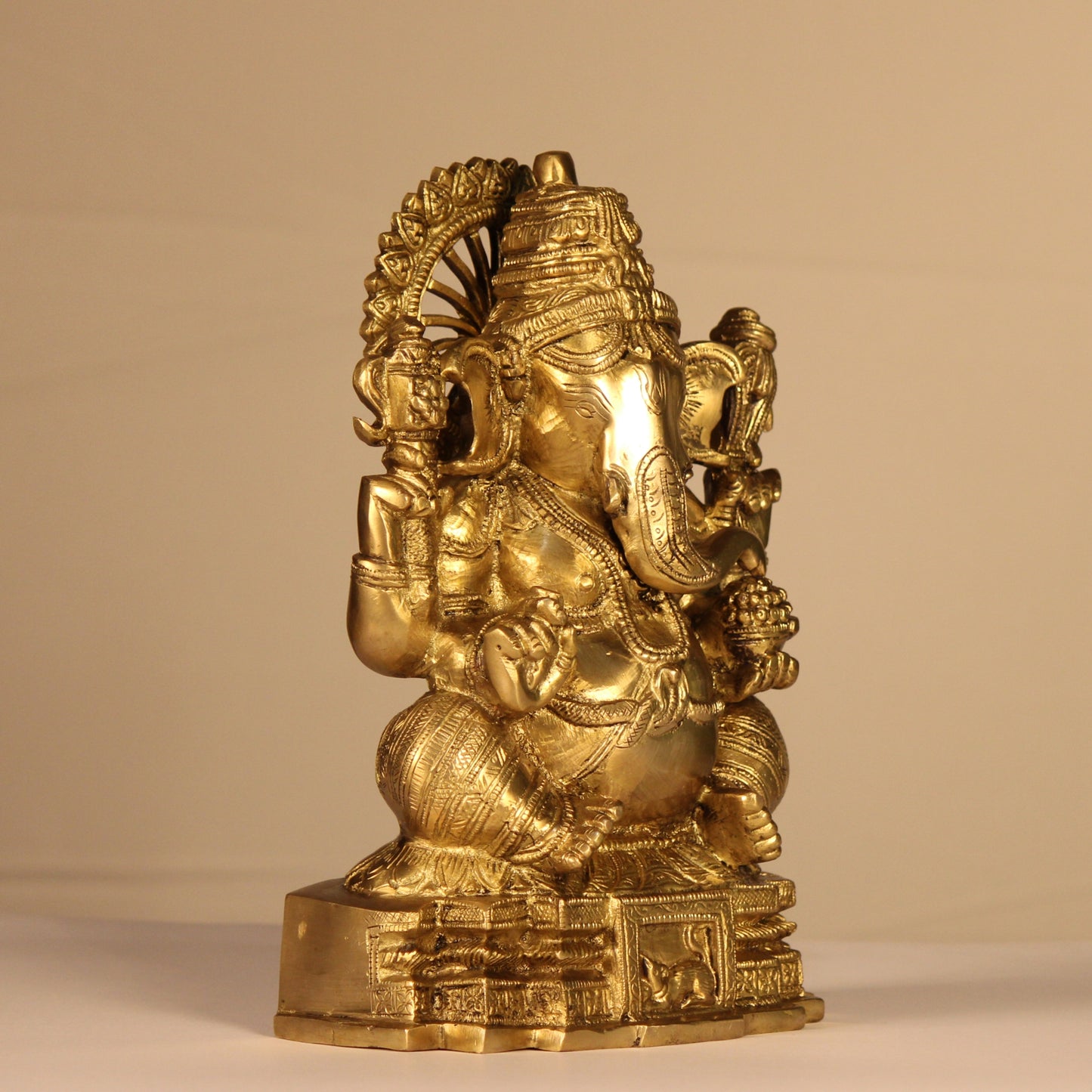 Lord Ganesha Idol | Temple Style Design | 12 Inch | Premium Brass Sculpture