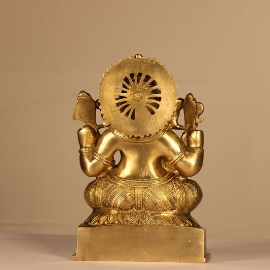 Lord Ganesha Idol | Temple Style Design | 12 Inch | Premium Brass Sculpture
