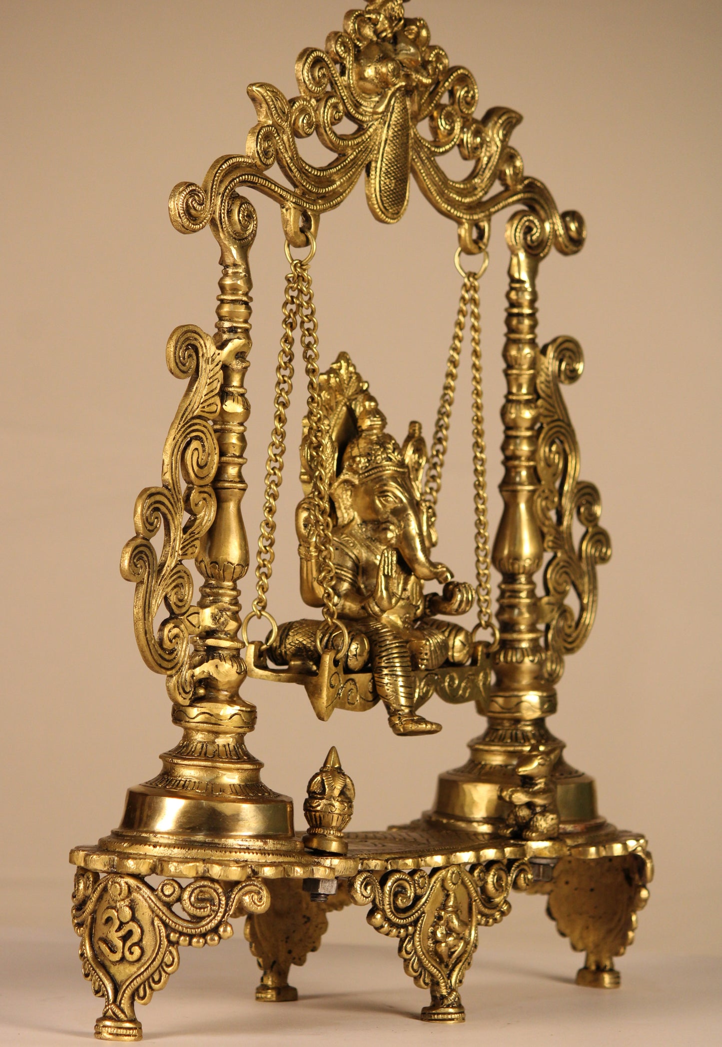 Ganesha on Ornate Swing (Jhula) – Handcrafted Traditional Idol | Premium Brass | 12 inch