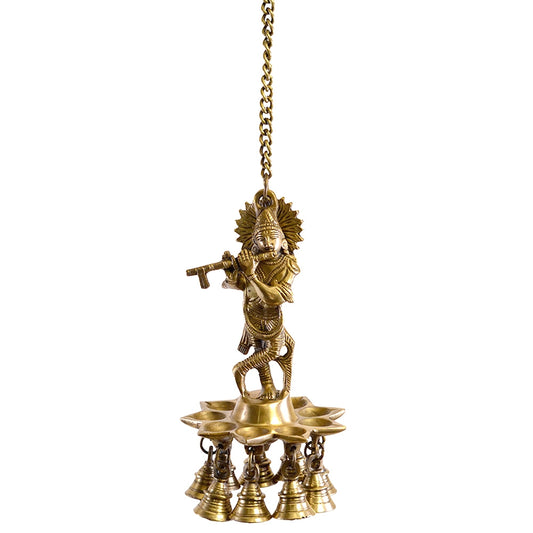 27" Krishna Hanging diya with Bells