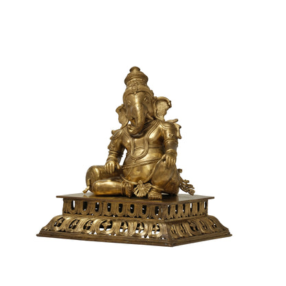 21" Relaxing Ganesha in Bronze