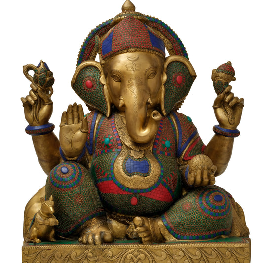 Ganesha Sitting in Brass