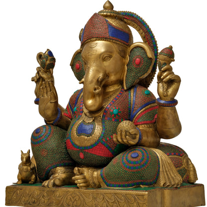 Ganesha Sitting in Brass