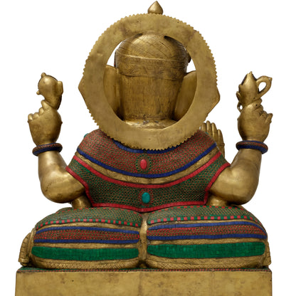 Ganesha Sitting in Brass