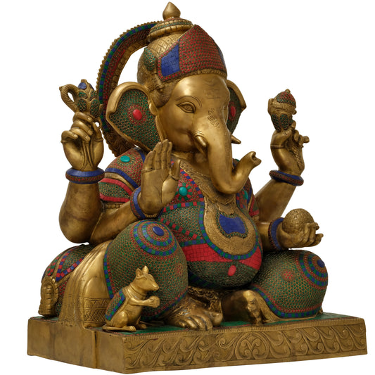 Ganesha Sitting in Brass