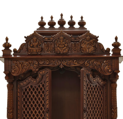 Pooja Mandir with doors in Teak Wood