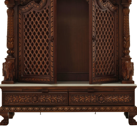Pooja Mandir with doors in Teak Wood