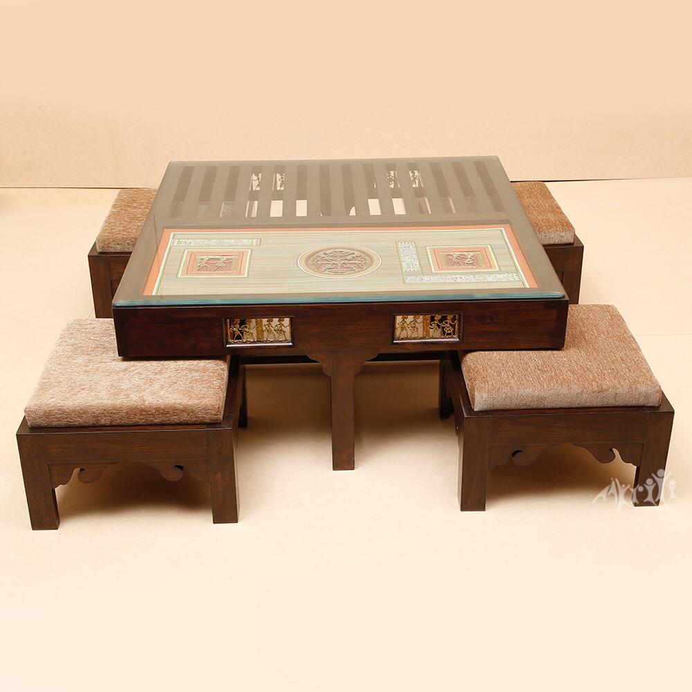 Donna Coffee Table in Teakwood with Walnut Finish (39x39x16)