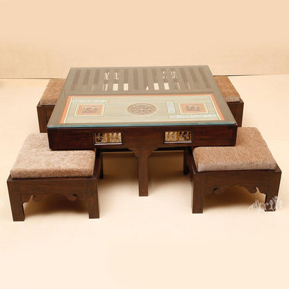 Donna Coffee Table in Teakwood with Walnut Finish (39x39x16)