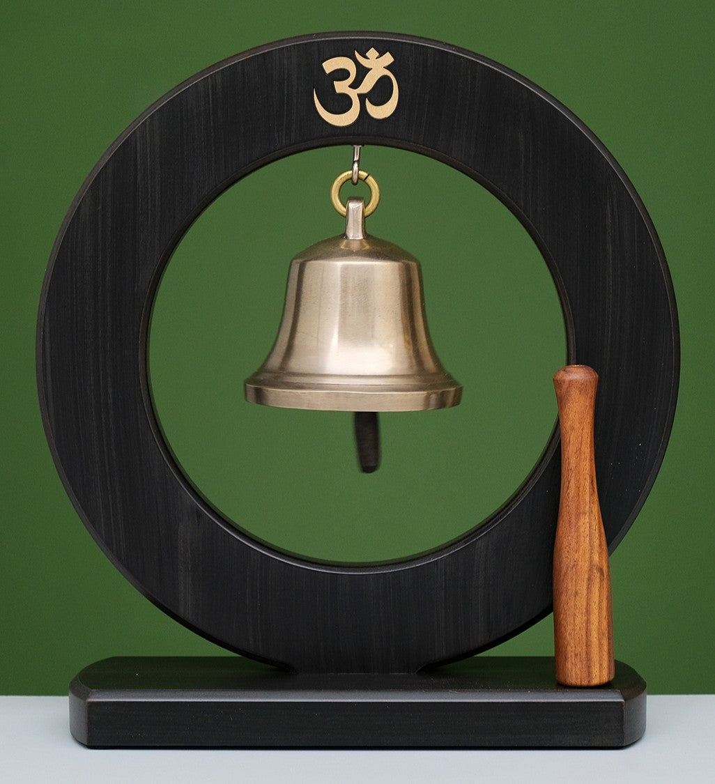 11"  Om Bell in brass with frame