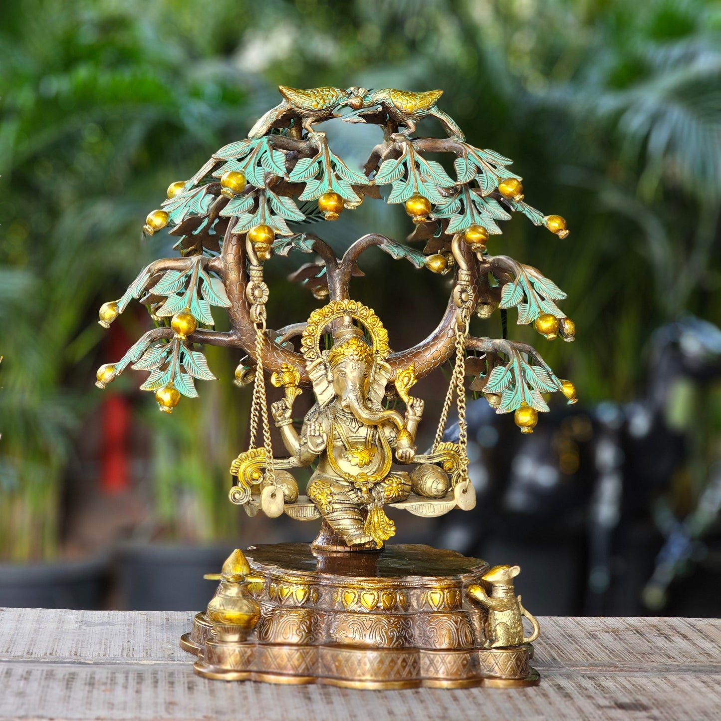 22 Inch Brass Ganesha Idol Swing  with Tree.
