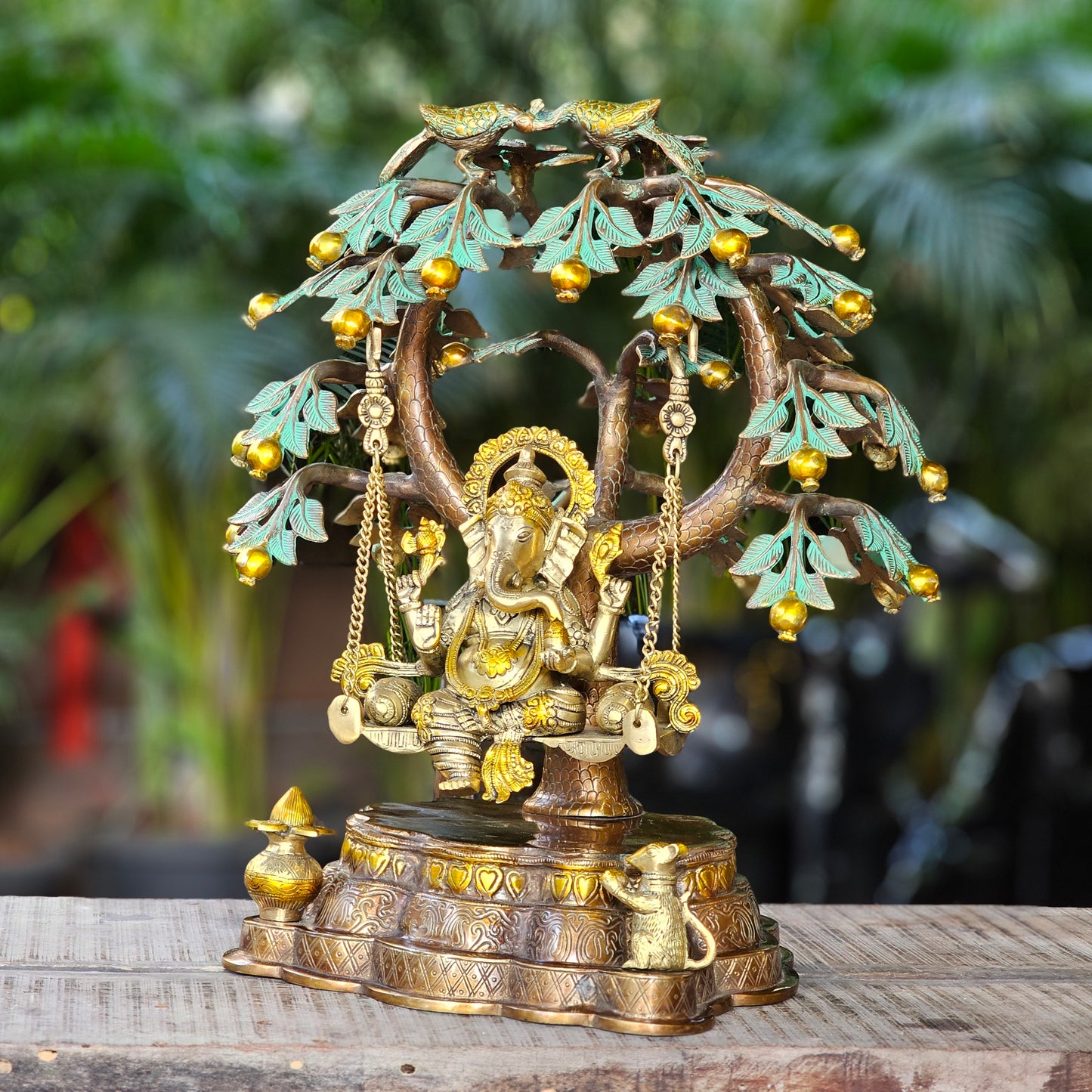 22 Inch Brass Ganesha Idol Swing  with Tree.