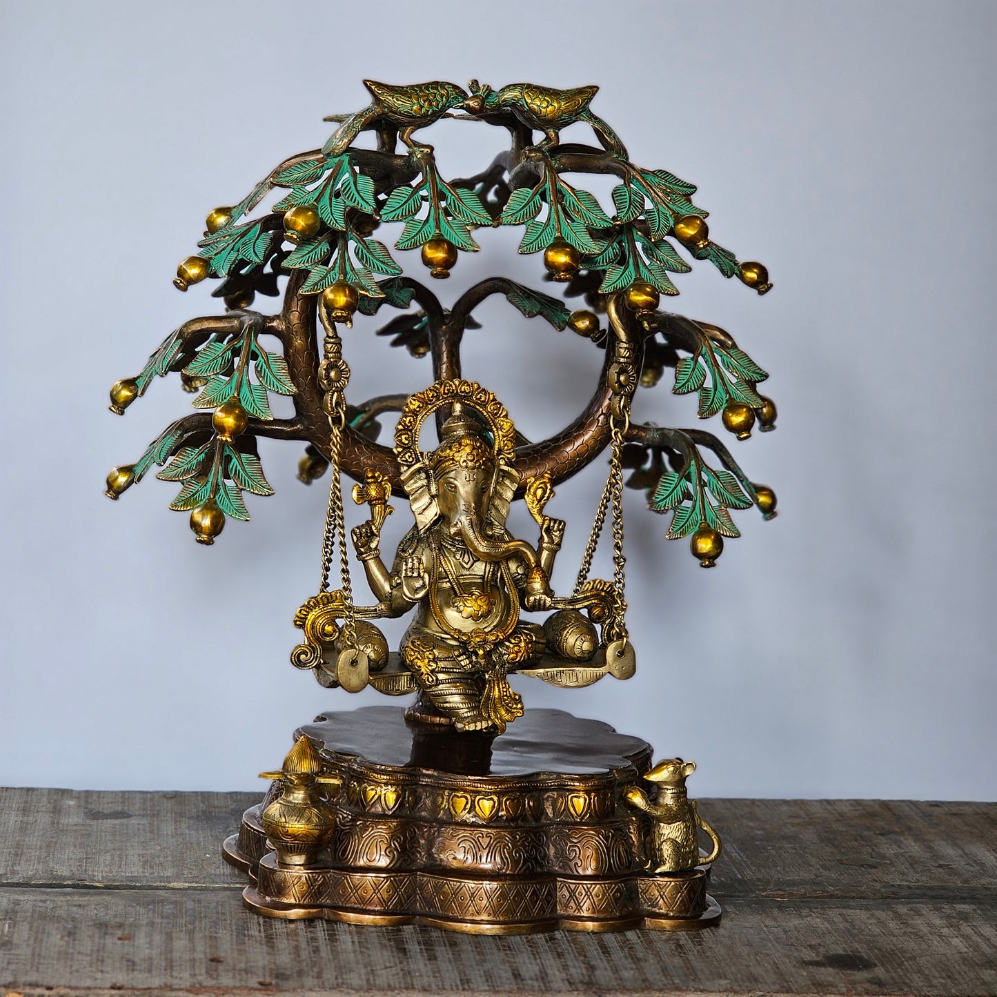 22 Inch Brass Ganesha Idol Swing  with Tree.