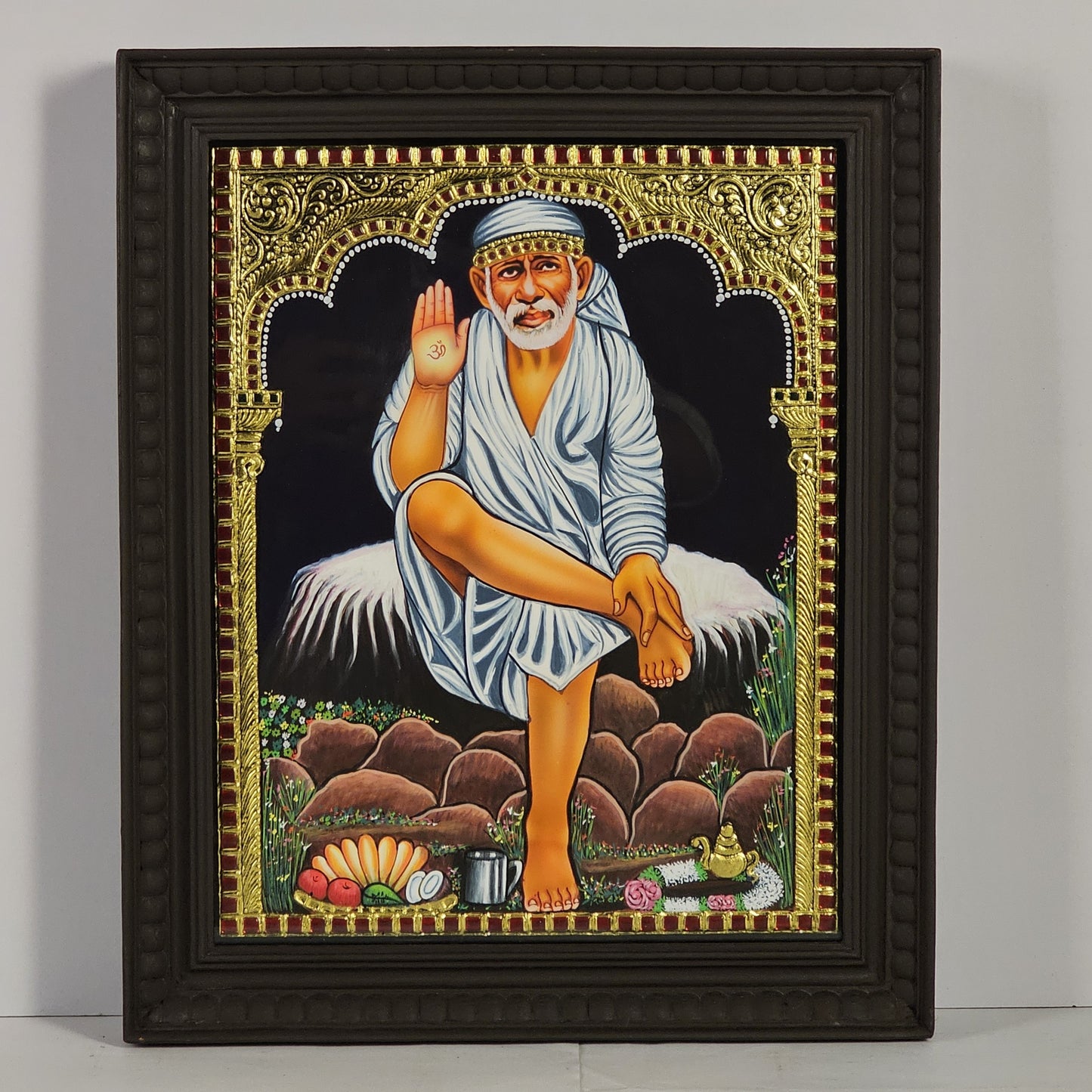 18" Saibaba  Tanjore Painting with 22K Gold Work
