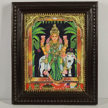 18" Gruha  Lakshmi  Tanjore Painting with 22K Gold Work