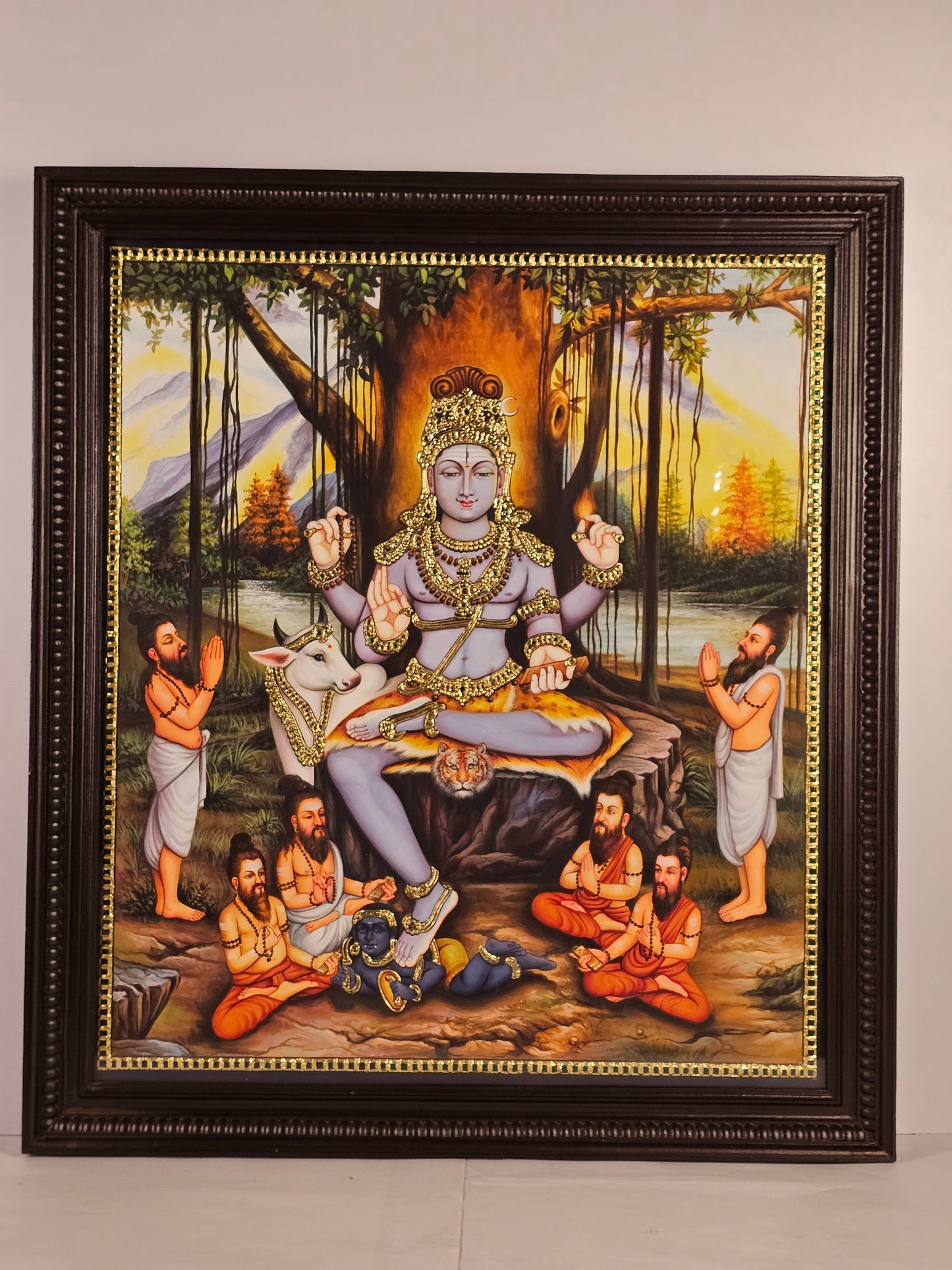 Dakshina Murthy Swamy Tanjore Painting with 22K Gold work