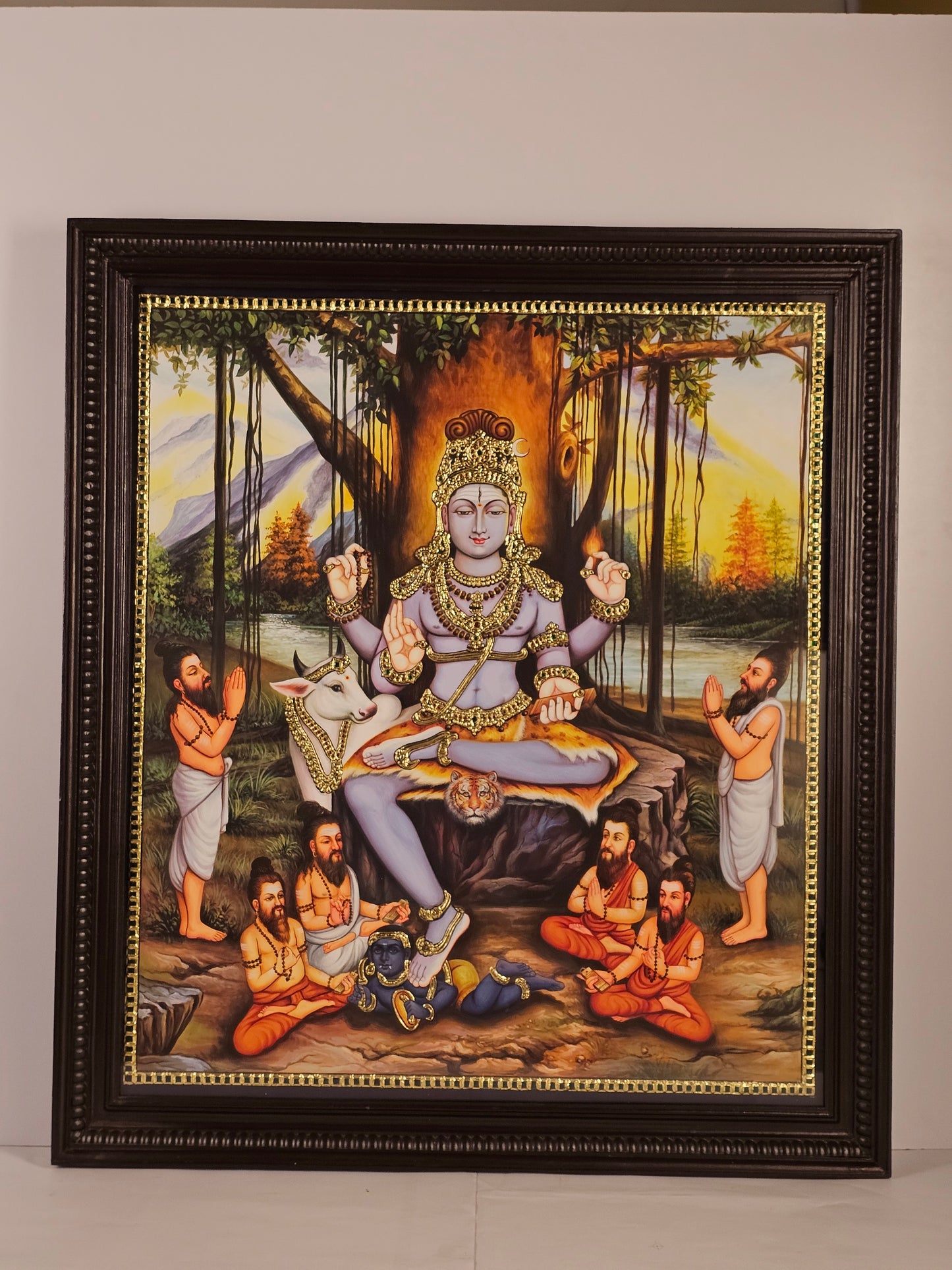 Dakshina Murthy Swamy Tanjore Painting with 22K Gold work