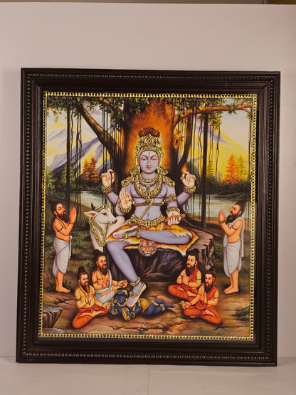 Dakshina Murthy Swamy Tanjore Painting with 22K Gold work