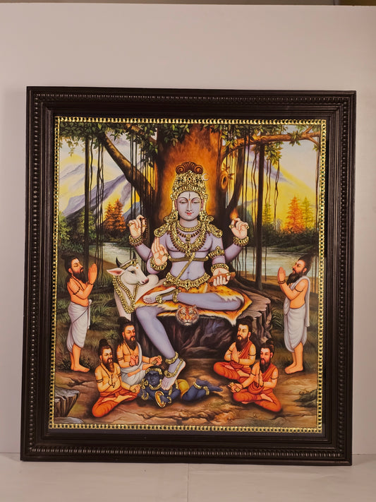 Dakshina Murthy Swamy Tanjore Painting with 22K Gold work