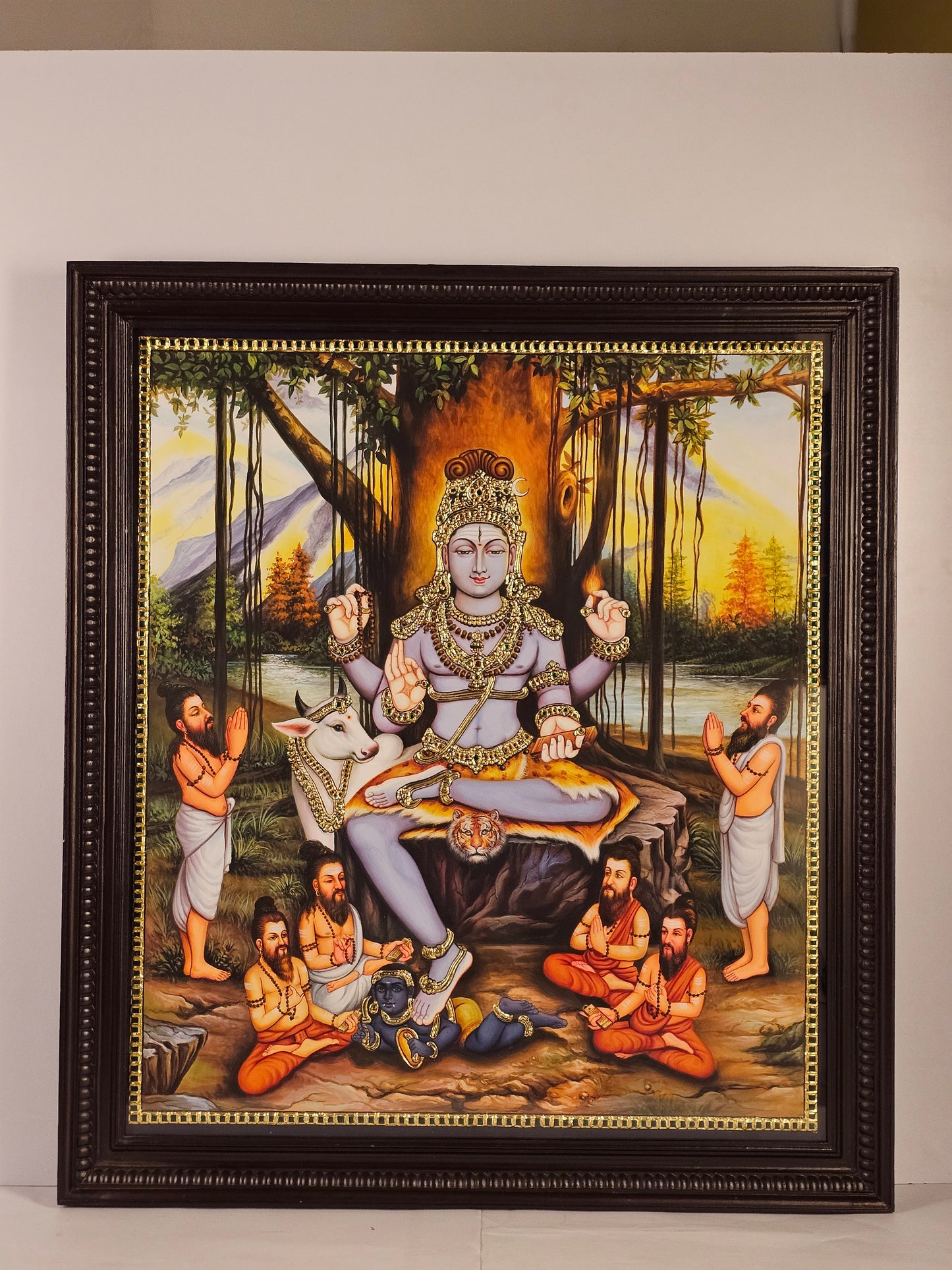 Dakshina Murthy Swamy Tanjore Painting with 22K Gold work