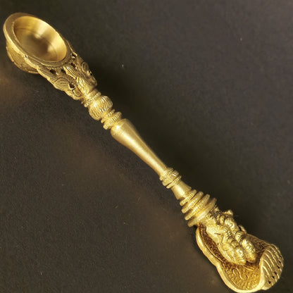 6.5" Vishnu Lakshmi Spoon  In Brass.