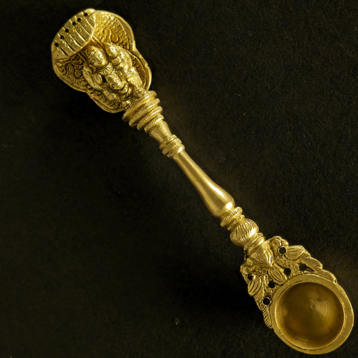 6.5" Vishnu Lakshmi Spoon  In Brass.