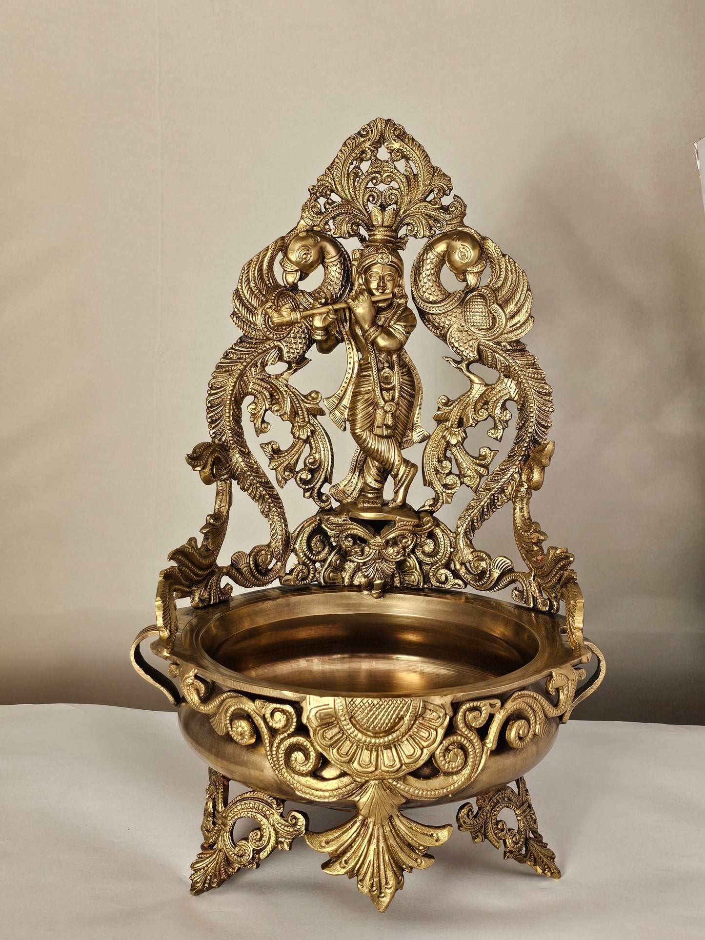 18" Krishna Urli  in Bronze