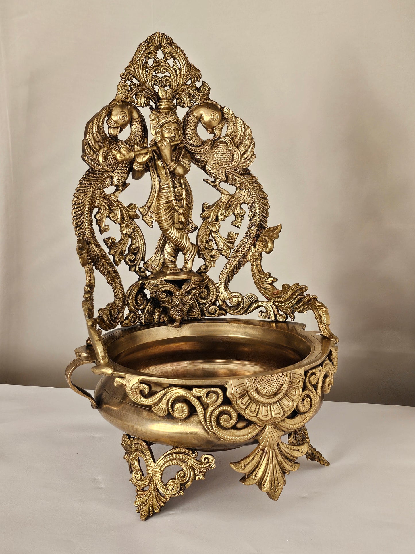 18" Krishna Urli  in Bronze