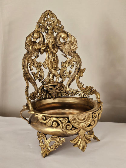 18" Krishna Urli  in Bronze