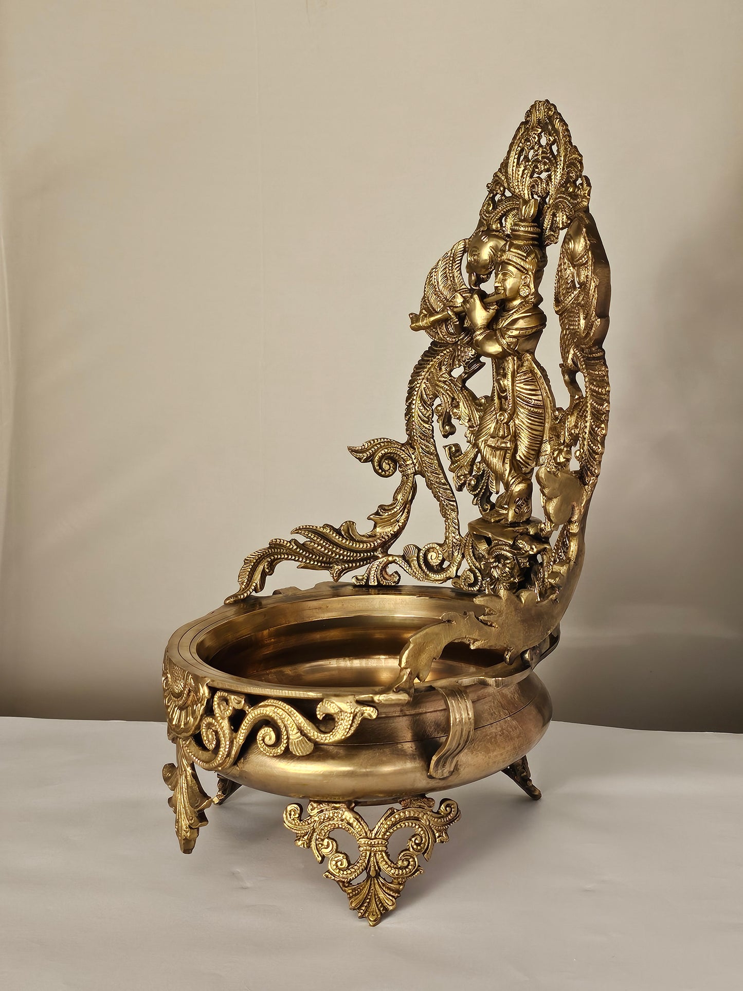 18" Krishna Urli  in Bronze