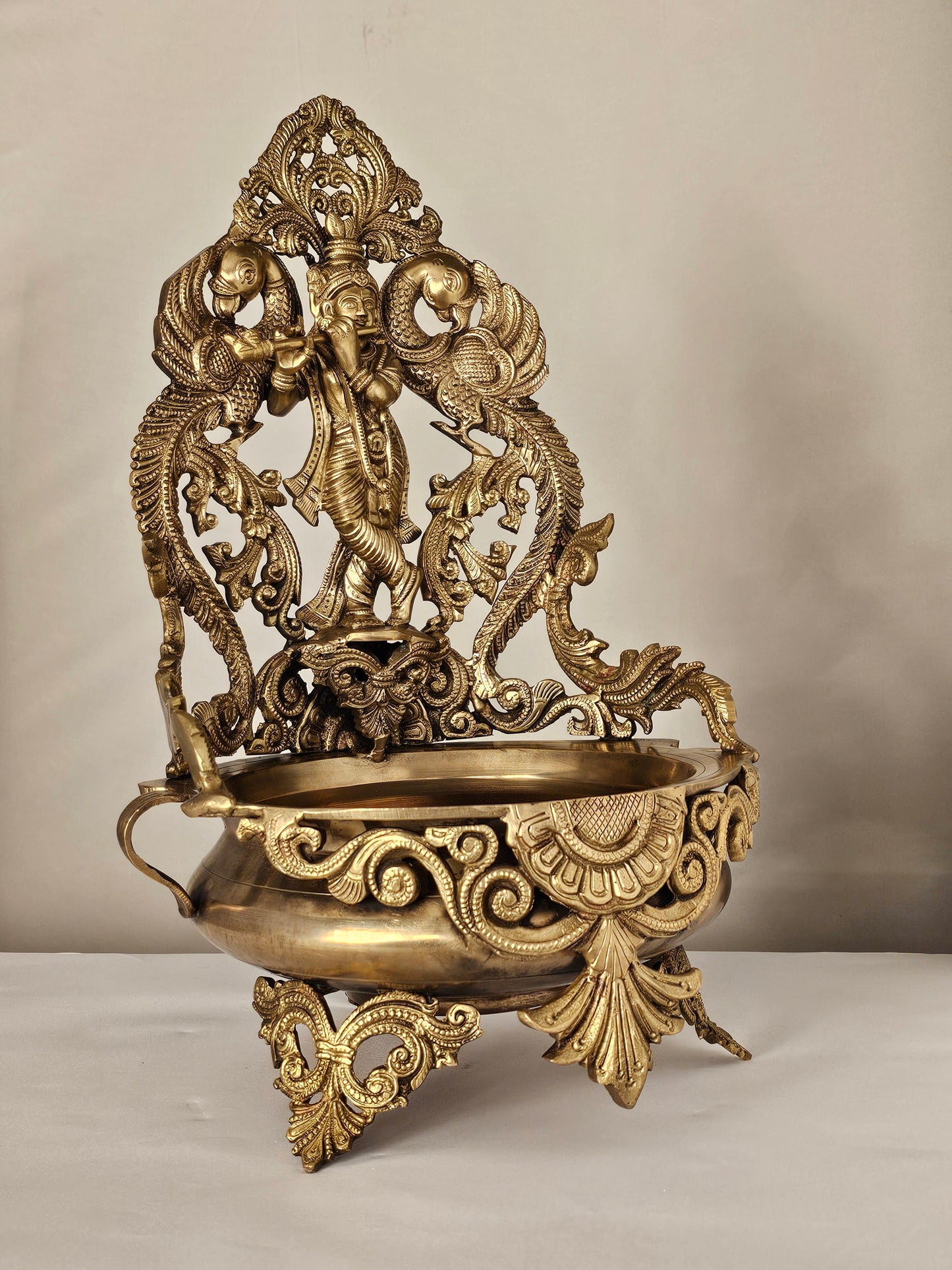 18" Krishna Urli  in Bronze