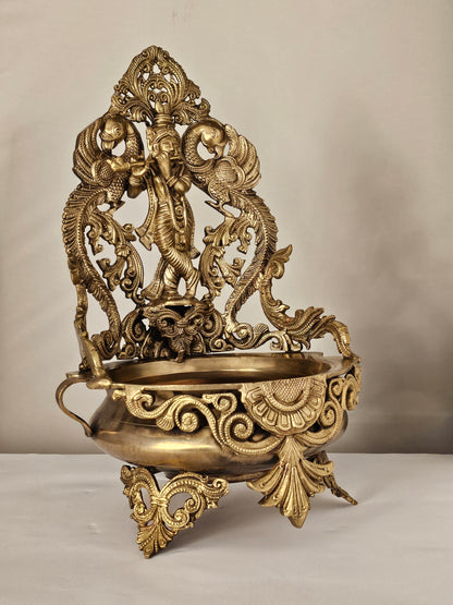 18" Krishna Urli  in Bronze