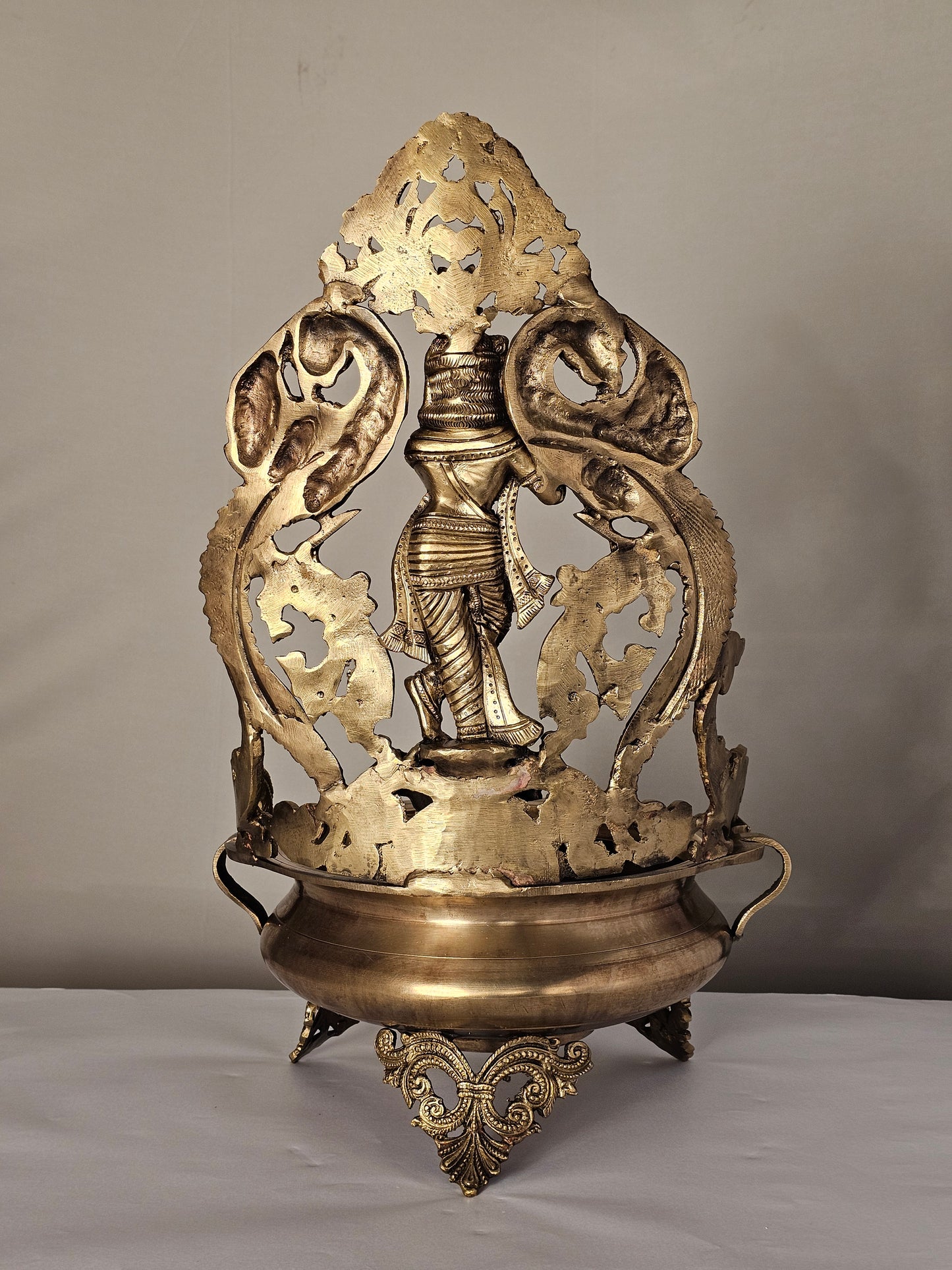 18" Krishna Urli  in Bronze