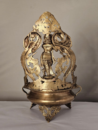 18" Krishna Urli  in Bronze