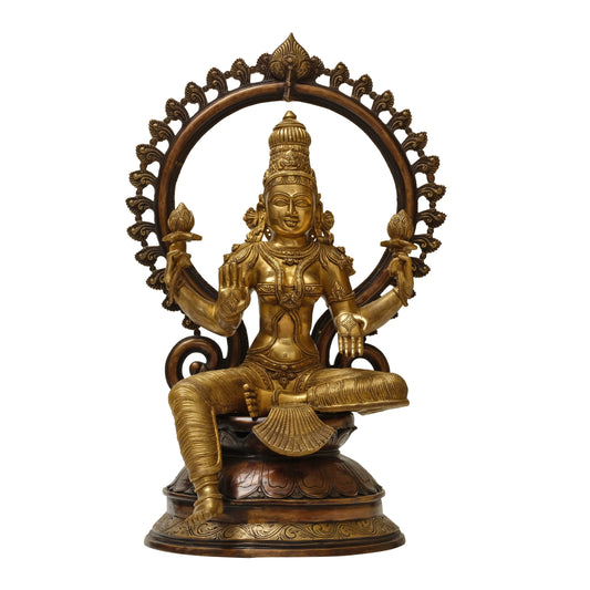 25" Lakshmi Devi with Arch in Brass