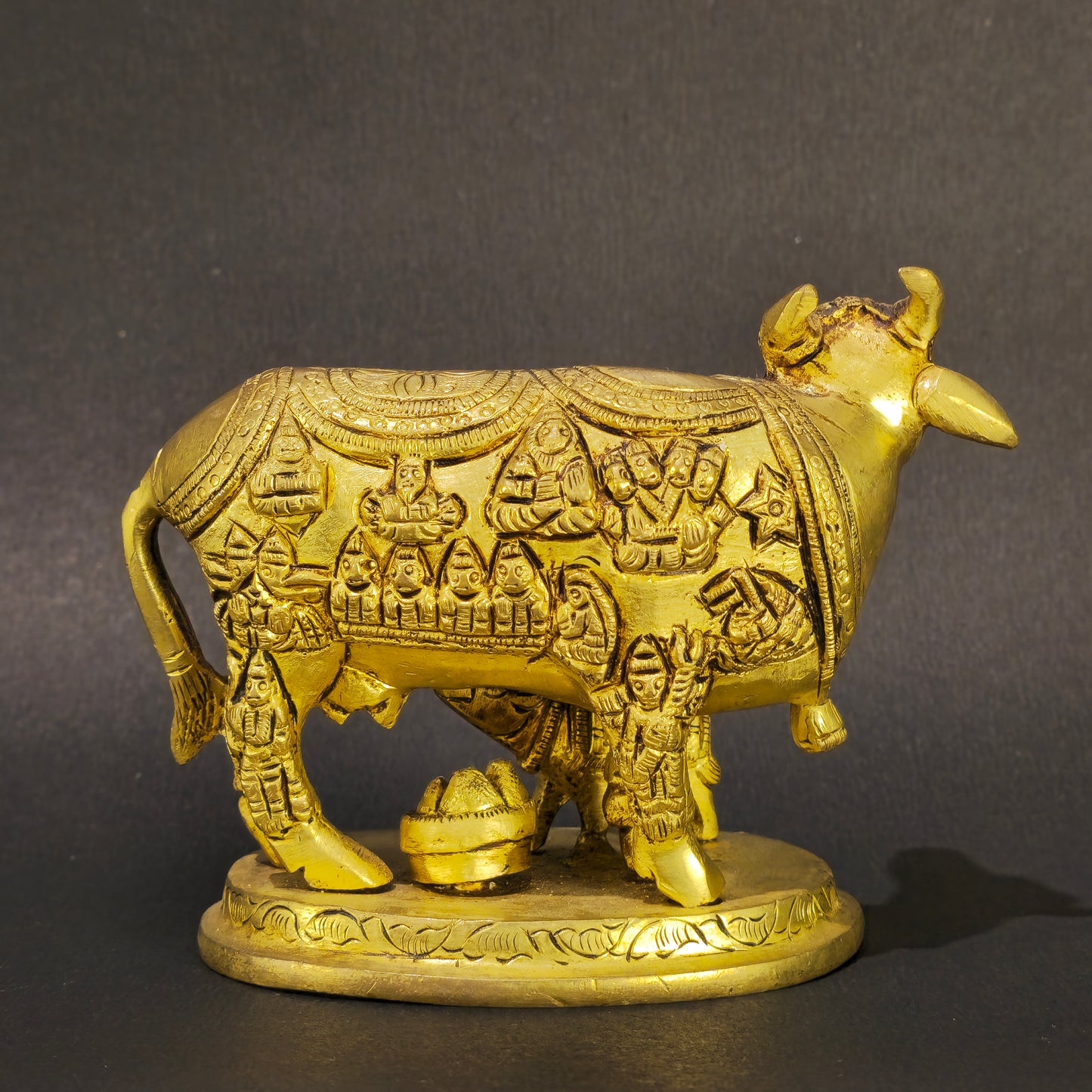 4" Cow & Calf In Brass.